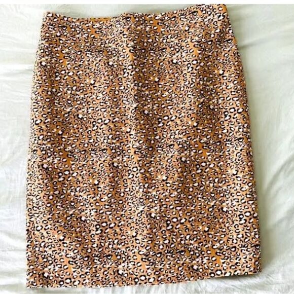 J CREW Animal Print Pencil Skirt Cotton Kick Pleat - Picture 7 of 14